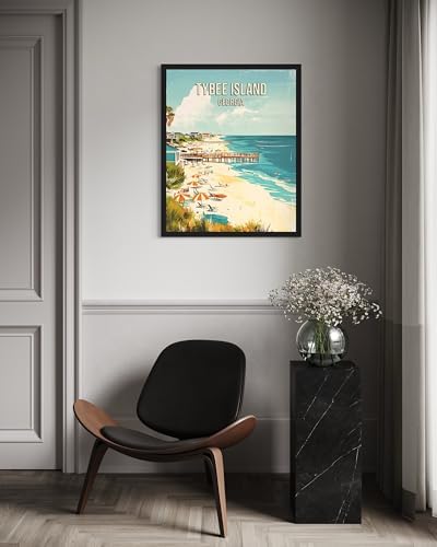 Tybee Island Beach Georgia Unframed Wall Art Print Poster, US Vintage Retro Beach Scenery Posters Prints for Restroom Home Picture Painting Artwork Gallery 219 (Tybee Island Beach Georgia, 20"L x 16"W, Unframed)
