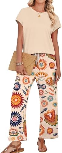 WIHOLL Two Piece Sets for Women Summer Spring Outfits Lounge Sets Beach Vacation Clothes Airport Travel Matching Clothing