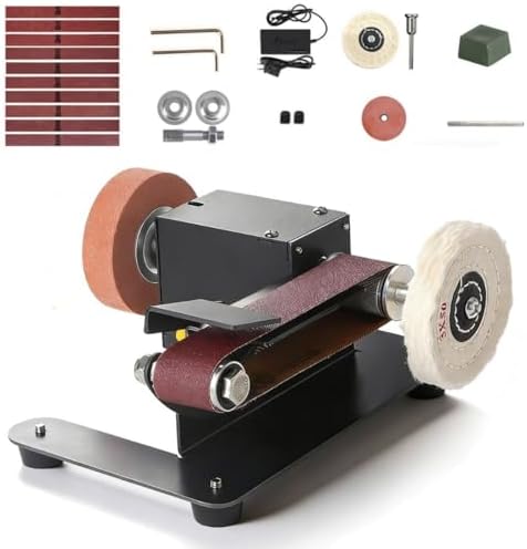 6-In-1 Mini Belt Sander Mini Belt Sander, Electric Small Sander Knife Sharpener Supplies, 7 Adjustable Speed, 795 Motor, Metal Wood DIY Handcraft, Tool & Knife Sharpening (Advanced Kit).