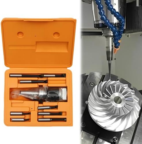 9PCS Boring Head Set Shank Milling Machine Accessories, with Precise Adjustment and Clear Dial, Tool Set for Milling Forming and Drilling Machines,Orange, Black, Silver