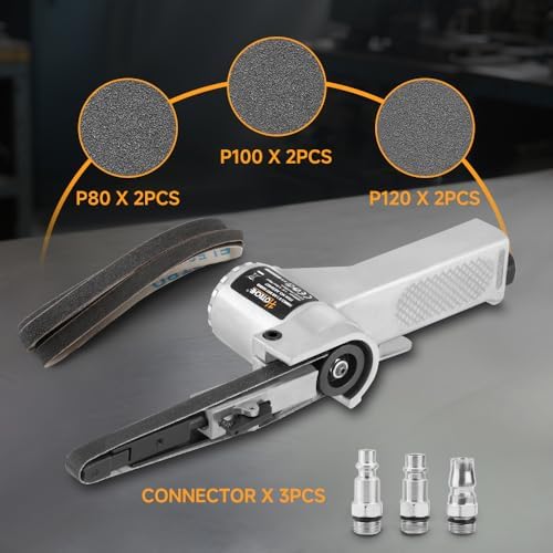 Hoteche 3/8" x 13" Air Belt Sander, High Speed Pneumatic Belt Sander, Professional Finger Sander for Spot Weld Removal, Grinding & Polishing in Narrow Spaces