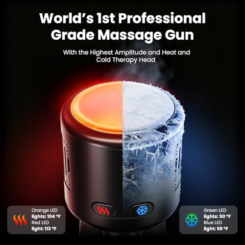 BOB AND BRAD D6 Pro Max+ Massage Gun with Heat and Cold, Powerful Deep Tissue Percussion Massager with 16mm Amplitude, Professional Muscle Massager Gun for Athletes, Quiet Electric Handheld Massager