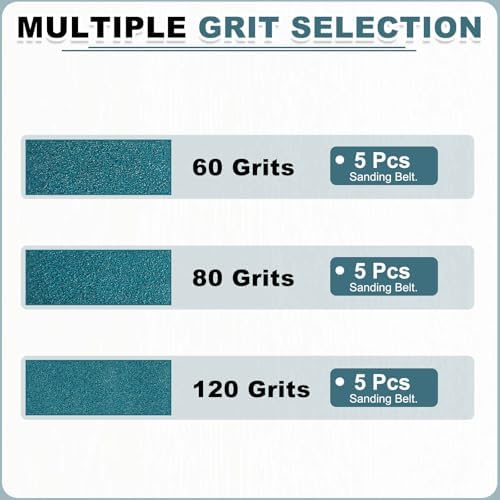 HARFINGTON 3-1/2 x 15-1/2 Inch Sanding Belts, 15 Pcs 60/80/120 Grit Zirconia Abrasive Belt Sander File Belt for Woodworking, Metal Polishing, Knife Sharpener