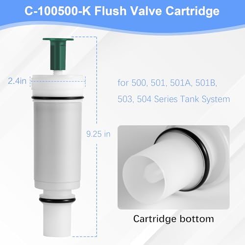 2Pack C-100500-K Flush Valve Cartridge Assembly, for 500, 501, 501A, 501B, 503, 504 Series, 503/504 Cartridge Compatible with M-101526-F3, M-101526-F4 Assist Tank