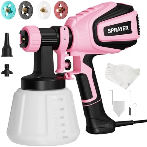 VONFORN Paint Sprayer, 700W Spray Paint Gun with 4 Nozzles & 3 Patterns
