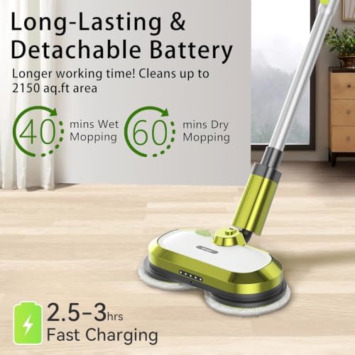 VMAI Cordless Electric Mop with Water Spray & Detachable Battery