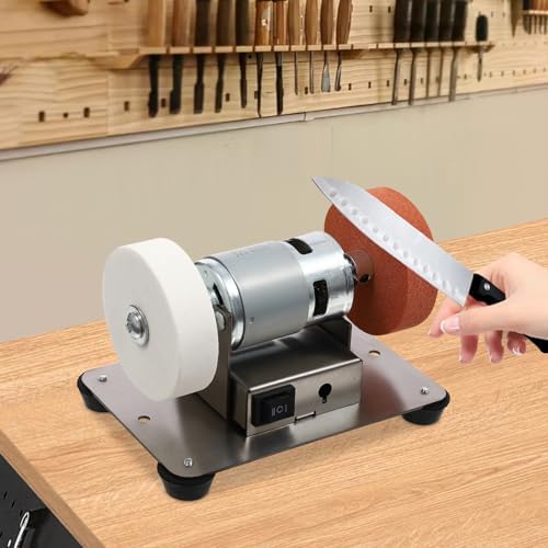 Mini Belt Sander Electric Benchtop Sander 96W Bench Grinder Sanding Machine Handcraft System Bench Grinder Polisher 7 Adjustable for DIY Craft Wood Stained Glass Jewelry Making