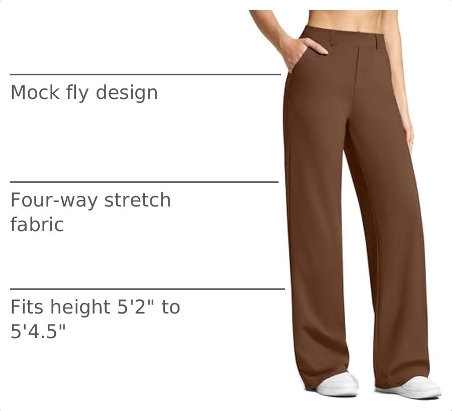 G4Free EverGoing Women's Wide Leg Dress Pants with Pockets Belt Loops