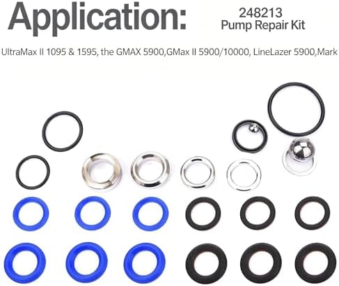 248213 Pump Repair Packing Kit for Graco UltraMax II 1095 1595, GMAX 5900, GMax II 5900 10000, LineLazer 5900 Mark Airless Paint Sprayer - Aftermarket Premium Replacement with Disposable Gloves