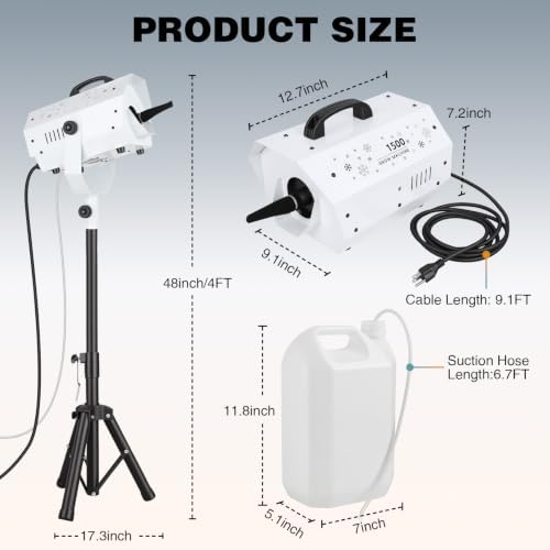 1500W Snow Machine with Stand, Adjustable Snowflake Volume
