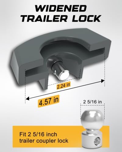 RETRUE Heavy Duty Widened Trailer Hitch Lock for 2 5/16" Ball Coupler, Gray