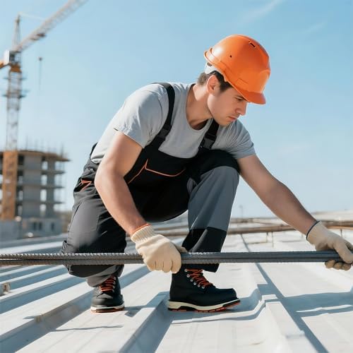 NINGO Steel Toe Work Boots for Men, Non Slip Mens Safety Moc Toe Work Shoes