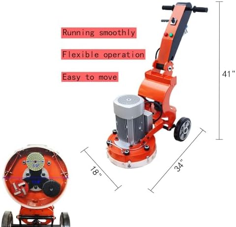 Floor Grinding and Trimming Machine 220V Walk-Behind Grinder Cement Floor Polisher with 3 Grinding Discs 2.2KW Foldable Arm Ground Polishing Machine
