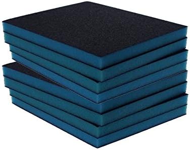 Utoolmart Sanding Sponge Sanding Blocks, 100 Grit Wet Dry Sandpaper Sponge, Washable and Reusable Sand Sponge Kit, for Kitchen Cookware Cleaning and Rust Removal of Rusted Metal, Blue, 8 Pcs