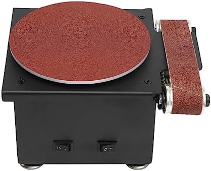 Mini Belt Disc Sander 6-Inch Sanding Disc and 1.2 x 15-Inch Sanding Belts for Wood Metal Stone Grinding, Small Spindle Sander Machine for Curve Grinding