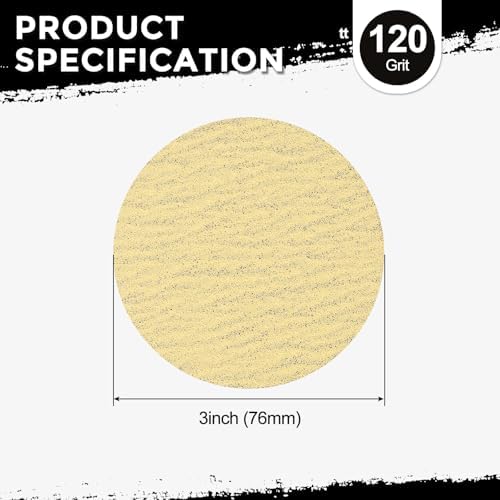 25Pcs Sanding Discs 3In 120Grit Hook and Loop Sandpapers Yellow