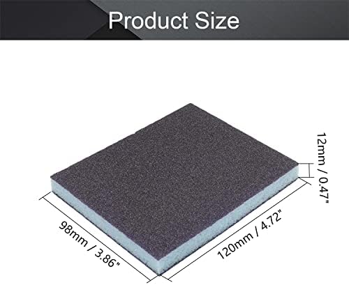 Utoolmart Sanding Sponge Sanding Blocks, 100 Grit Wet Dry Sandpaper Sponge, Washable and Reusable Sand Sponge Kit, for Kitchen Cookware Cleaning and Rust Removal of Rusted Metal, Blue, 12 Pcs