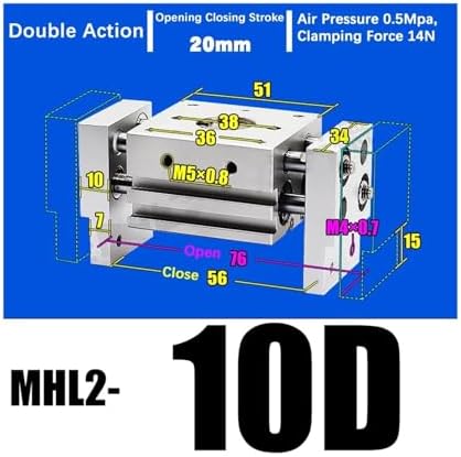 Double Acting Pneumatic Gripper Wide Type Air Gripper Parallel Cylinder Aluminium Clamps MHL2-20D MHL2-20D1 MHL2-20D2(MHL2-10D)
