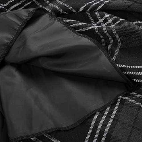 IDEALSANXUN Womens Plaid Wool Skirts Elastic Waist A-Line Pleated Tartan Long Skirts