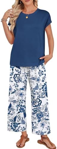 WIHOLL Two Piece Sets for Women Summer Spring Outfits Lounge Sets Beach Vacation Clothes Airport Travel Matching Clothing