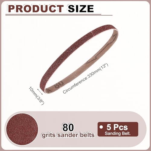 HARFINGTON 3/8 x 13 Inch Sanding Belts, 5 Pcs 80 Grits Aluminum Oxide