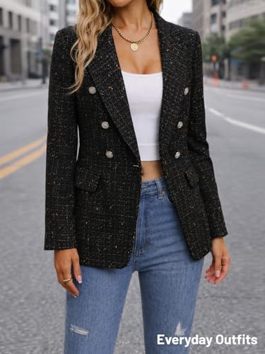 Mina Self 2026 Women's Fall Tweed Blazer Plaid Jacket Business Casual Coat