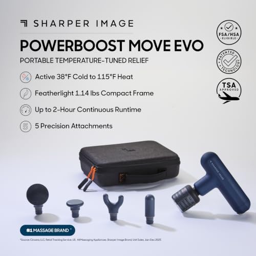 Sharper Image Powerboost Move Heat & Cold Mini Percussion Massage Gun