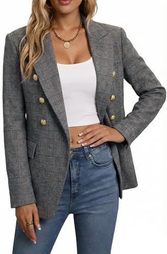 Mina Self 2026 Women's Fall Tweed Blazer Plaid Jacket Business Casual Coat