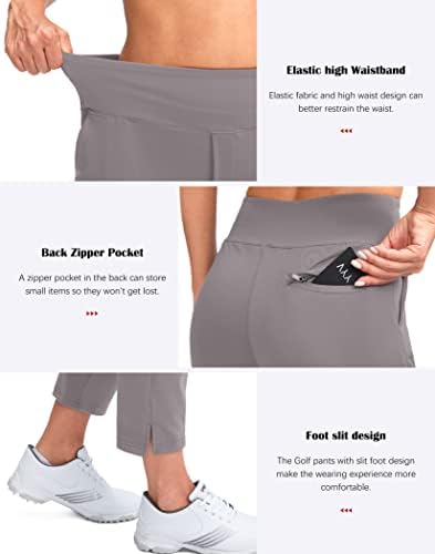 YYV Women's Golf Pants High Waist Stretch Ankle Pants with Pockets