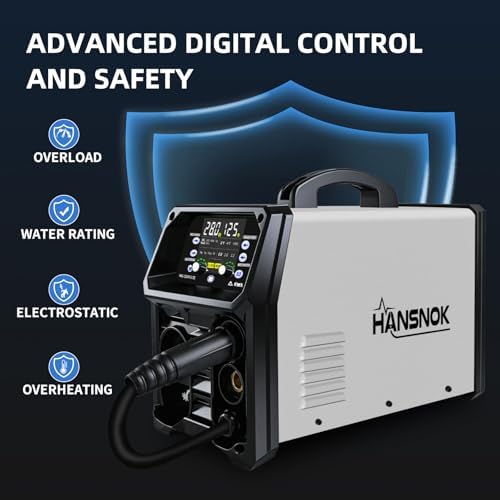 200A Aluminum Pulsed MIG Welder,5 in 1 Welder Machine Pulse MIG/Gas MIG/Gasless Flux Core MIG/Stick/Lift TIG/110v/220v Dual Voltage Large LED Display with 2T/4T Synergic Multiprocess Welding Machine