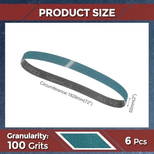 6 Pcs Sanding Belts 2 x 72 Inch 100 Grit Zirconia