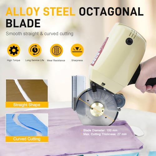 Electric Fabric Rotary Cutter, 250W Cloth Cutting Machine
