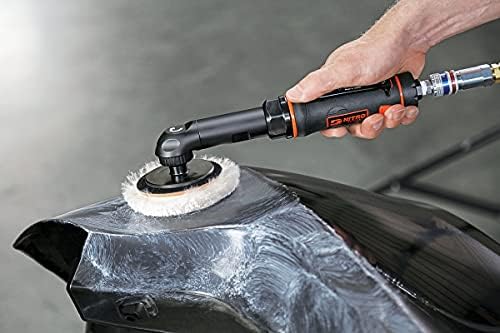 Dynabrade (EB3) 3"" Extension Right Angle Buffer/Polisher | 3/8""-24 Male Spindle, 0.5 hp 2700 RPM Pneumatic Motor | Includes Hook-Face Backup Pad (50126)