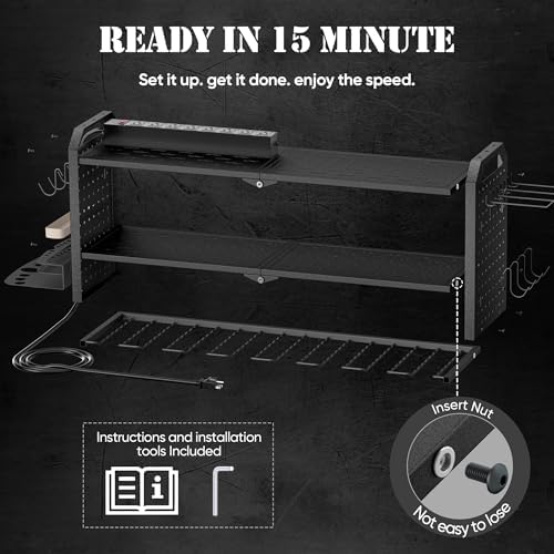 Nacial Power Tool Organizer Wall Mount with Charging Station, Drill Holder