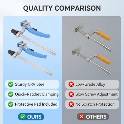 Fafeicy 2 Pcs Bench Dog Clamp 5/8 Inch Dog Hole Quick Ratchet Clamp for Woodworking Carving Routing Polishing by Craftsmen