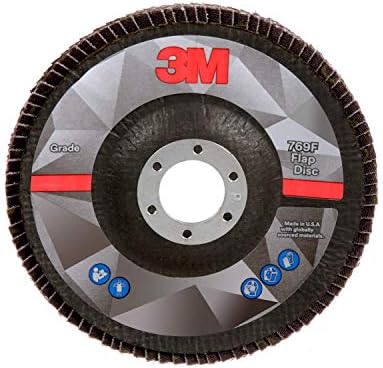 3M Flap Disc 769F, Type 29, 40+, 5 in x 7/8 in, High Performance Abrasive, Ceramic Precision-Shaped Grain Grinding and Finishing Disc, Carbon Steel, Stainless Steel