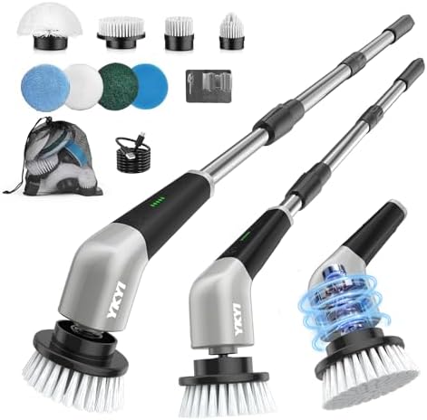 YKYI Electric Spin Scrubber, Cordless Power Cleaning Brush with Long Handle