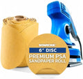 6 Inch Sanding Discs 60 Grit, 100 Pack Sandpaper Discs PSA Adhesive Sandpaper Roll No Hole - Disc Gold Round Sanding Paper, Durable Sand Paper for Wood, Auto Body, Metal, Paint for Surfaces