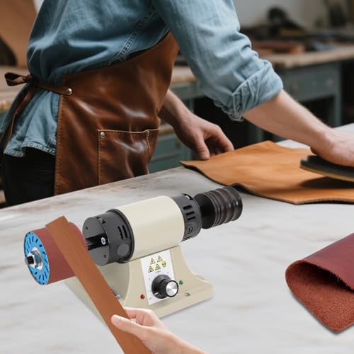 Leather Polisher Burnisher, 350W Electric Edge Grinding Machine, 0-10000 RPM, Adjustable Speed, Rosewood Grinding Head Sander with Grinding Heads for Leather Edge Finishing Polishing