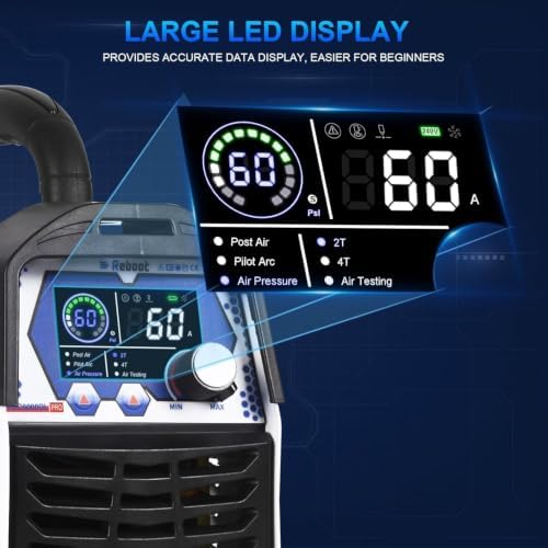 Reboot Plasma Cutter, 2025 Upgraded 60Amps Cutter Machine with 120/240V Dual Voltage DC Inverter IGBT 1/2 Inch Clean Cut, 4/5 inch Maximum Cut, Mesh Cutting, Rust Removal