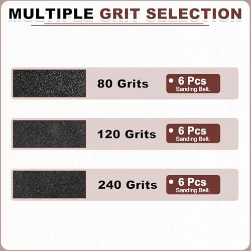HARFINGTON 3 x 18 Inch Sanding Belts, 18 Pcs 80/120/240 Grit Silicon Carbide Abrasive Belt Sander File Belt for Woodworking, Metal Polishing, Knife Sharpener