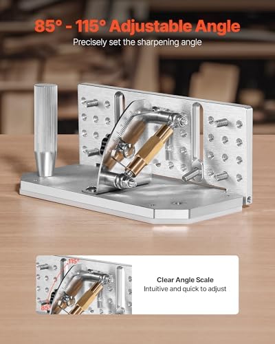 VEVOR Belt Grinder Knife Jig, 85° - 115° Adjustable Belt Sander Knife Sharpening Jig with Dual Handles, 7.68" Long Sharpener Locator Compatible with Belt Sander, Bench Grinder, Sharpening Machine