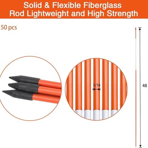 48Inch Snow Stakes Driveway Marker, 50Pcs Driveway Stakes