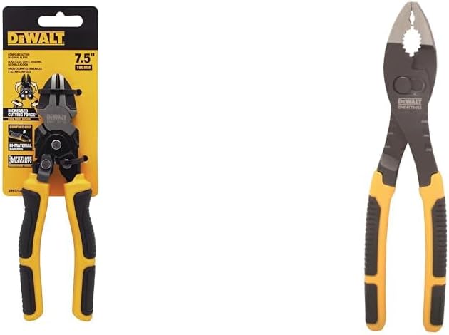 Dewalt DWHT70275 Compound Action Diagonal Pliers and 8 In. Flush Rivet Slip Joint Pliers Bundle
