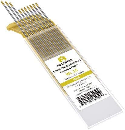 TIG Welding Tungsten Electrodes 1.5% Lanthanated Tungsten 3/32” x 7” (Gold, WL15) 10-Pack