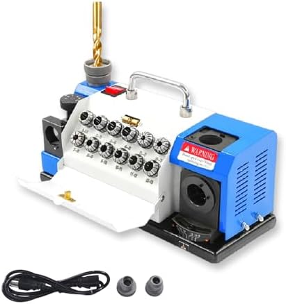 180W High-Speed Drill Bit Grinding Sharpener, Portable Electric Drill Sharpening Machine for Metal, Bench Grinder, 90–145° Twist Point Angle,12 Elastic Collets, CBN Grinding Wheel
