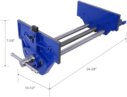 10.5 Inch Jaw Width Quick Release Woodworking Vise Heavy Duty Metal Cast Iron Workholding Clamp Tool for Woodworking and Carpentry Blue