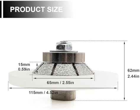 Diamond Hand Profiler B15 ,Half Bullnose Vaccum Brazed Profile Wheel Metal Cover Router Bit for Marble Granite D85 5/8-11