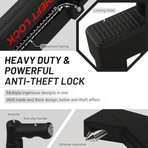 Kernel Brake Pedal Lock, Anti Theft Car Device, Patented Automotive Anti-Theft System, Clutch Pedal Deadbolt Lock for Cars, SUV's, Van Security with 3 Keys