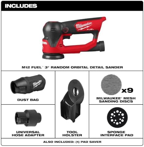 v For Milwaukee M12 FUEL 3 Inch Random Orbital Detail Sander (Bare Tool) + TPT Premium cart storekid
